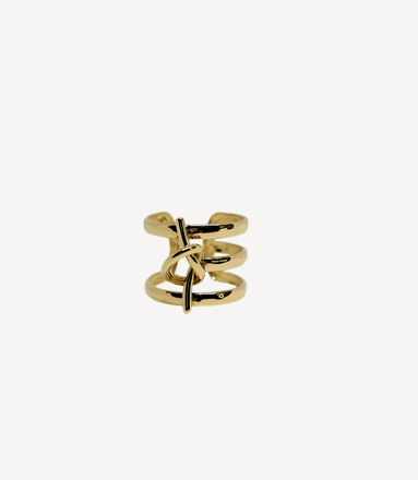 Bague dorée trois anneaux croisés