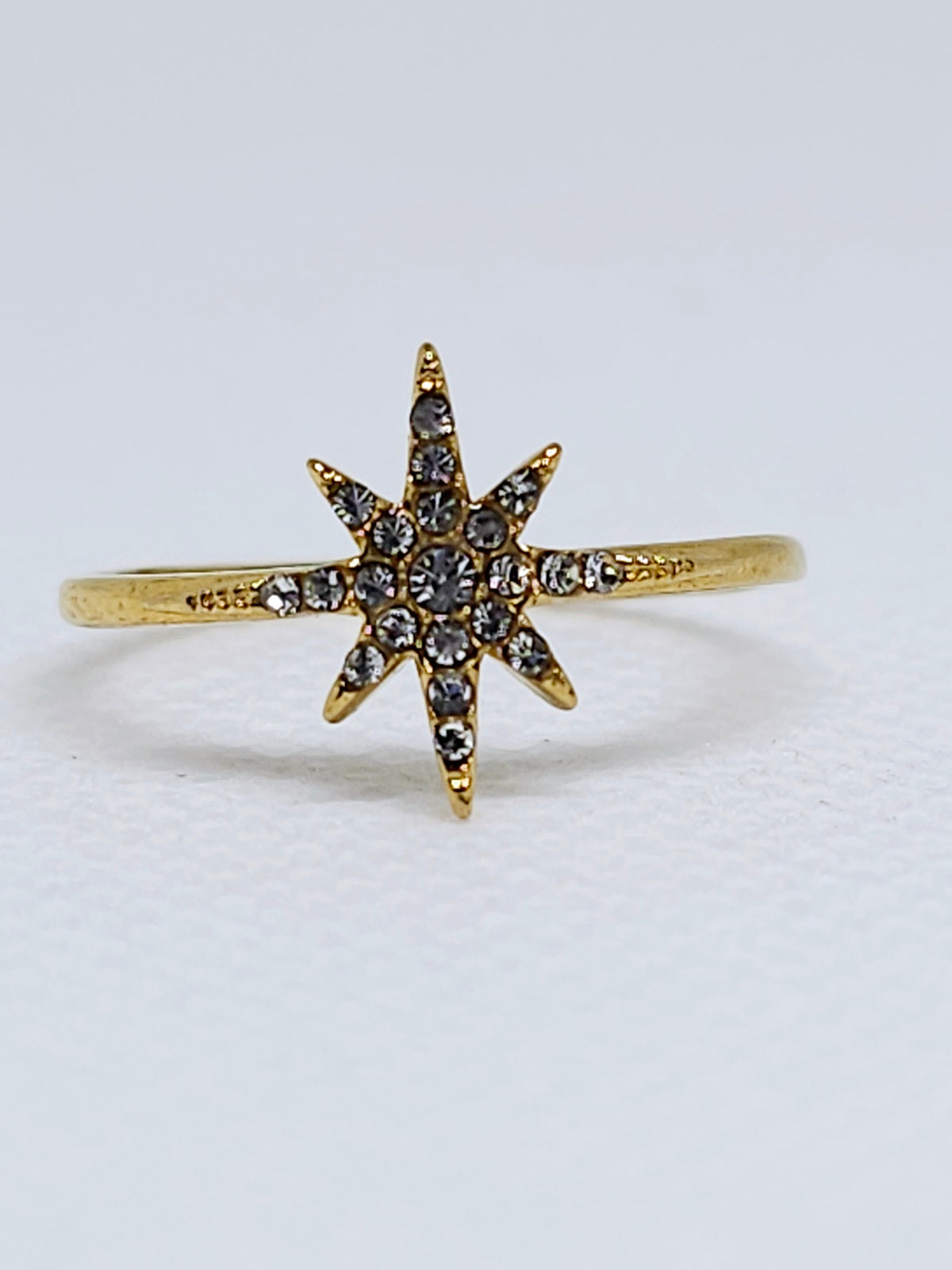 Bague Étoile Dorée Ajustable en Acier Inoxydable avec zirconium