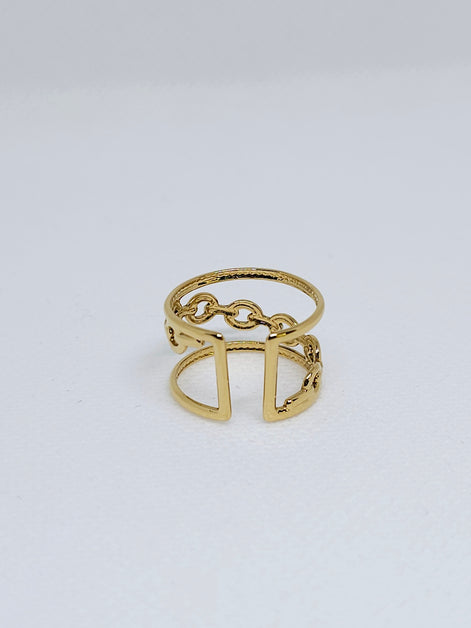 Bague dorée chaîne double élégante