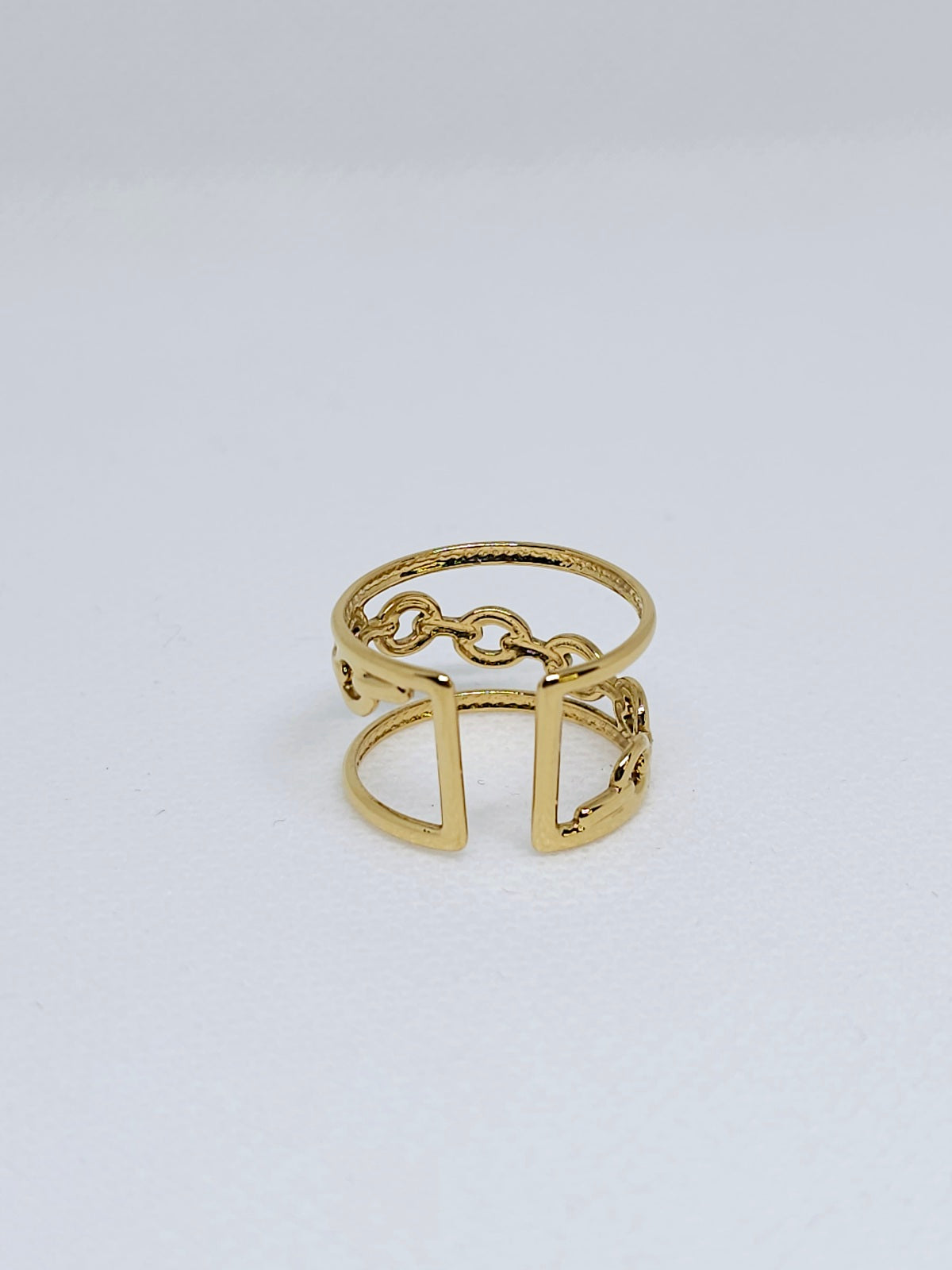 Bague dorée chaîne double élégante