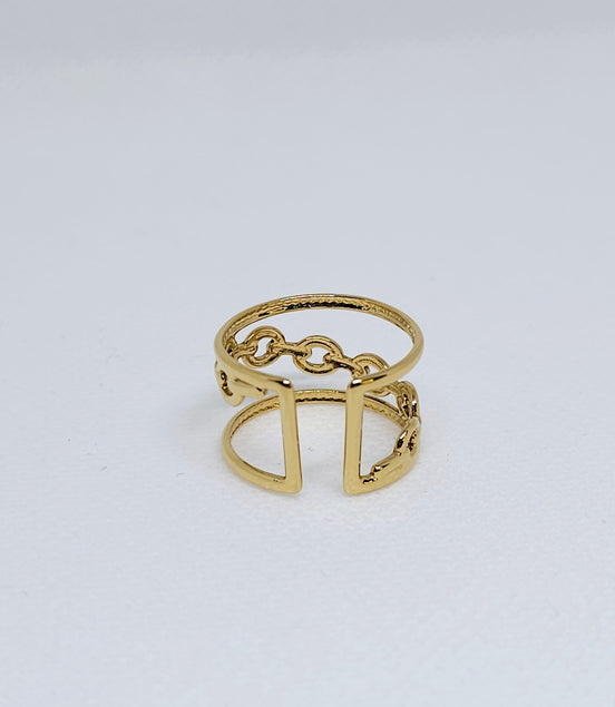 Bague dorée chaîne double élégante