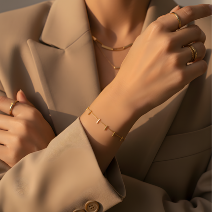 Bracelet délicat or pampilles