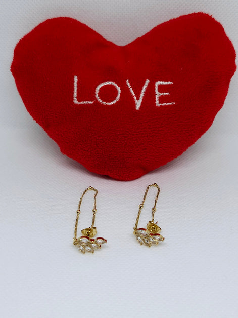 Boucles d’oreilles chaîne feuille dorée