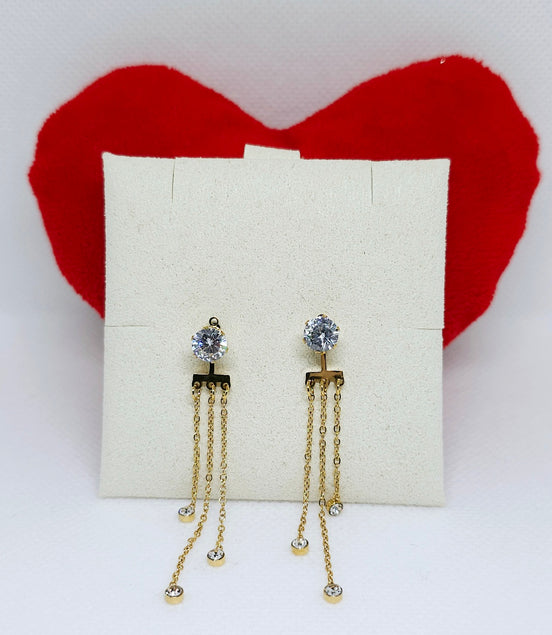 Boucles d'oreilles dorées à chaînettes brillantes