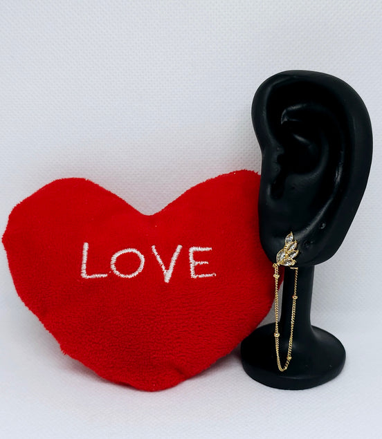 Boucles d’oreilles chaîne feuille dorée