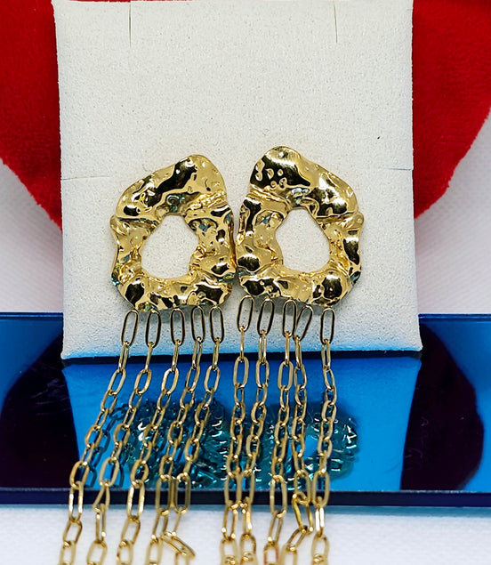 Boucles d'oreilles pendantes dorées femme