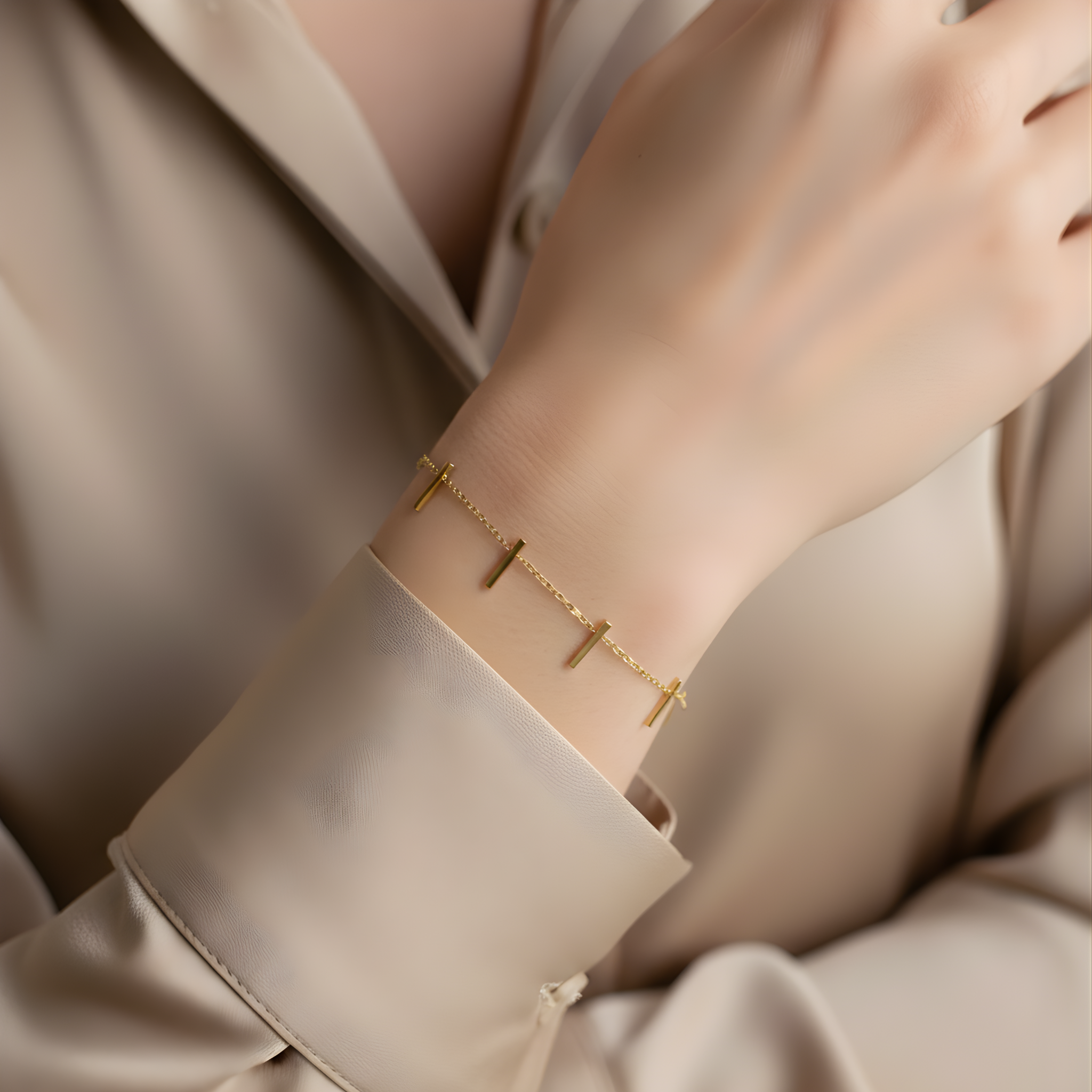 Bracelet chaîne or barres pendantes