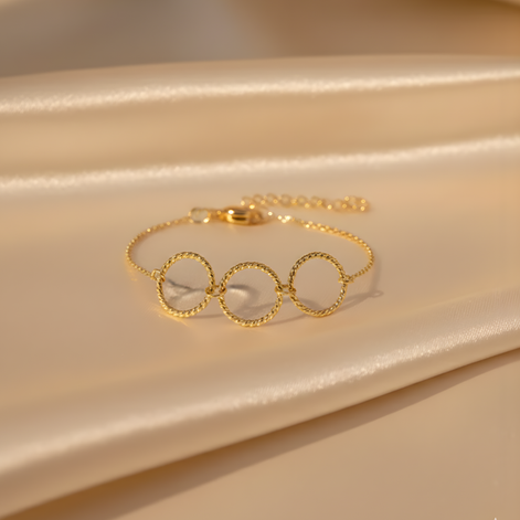 Bracelet or cercles torsadés fins