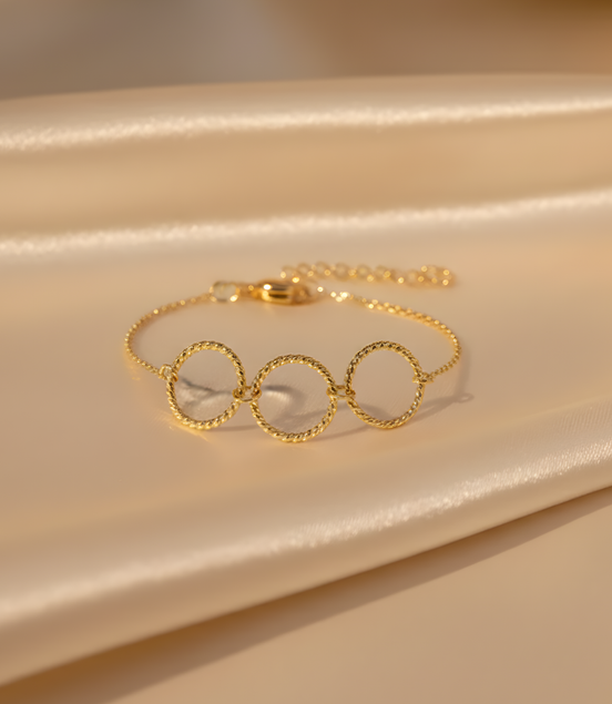 Bracelet or cercles torsadés fins