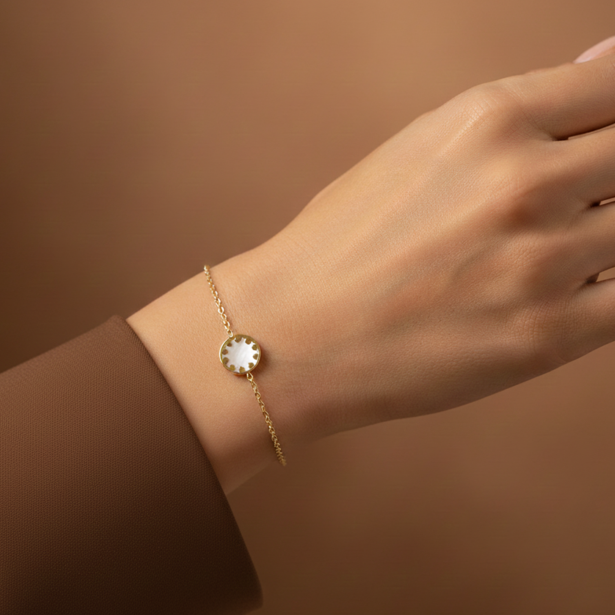 Bracelet chaîne or pendentif rond