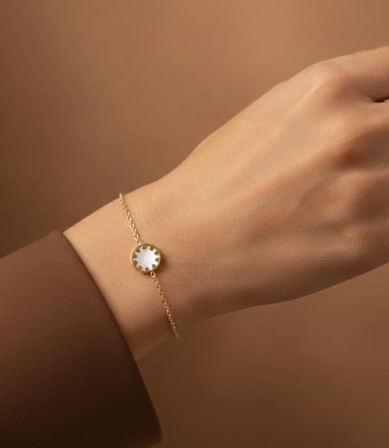 Bracelet chaîne or pendentif rond