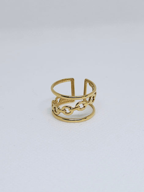 Bague dorée chaîne double élégante