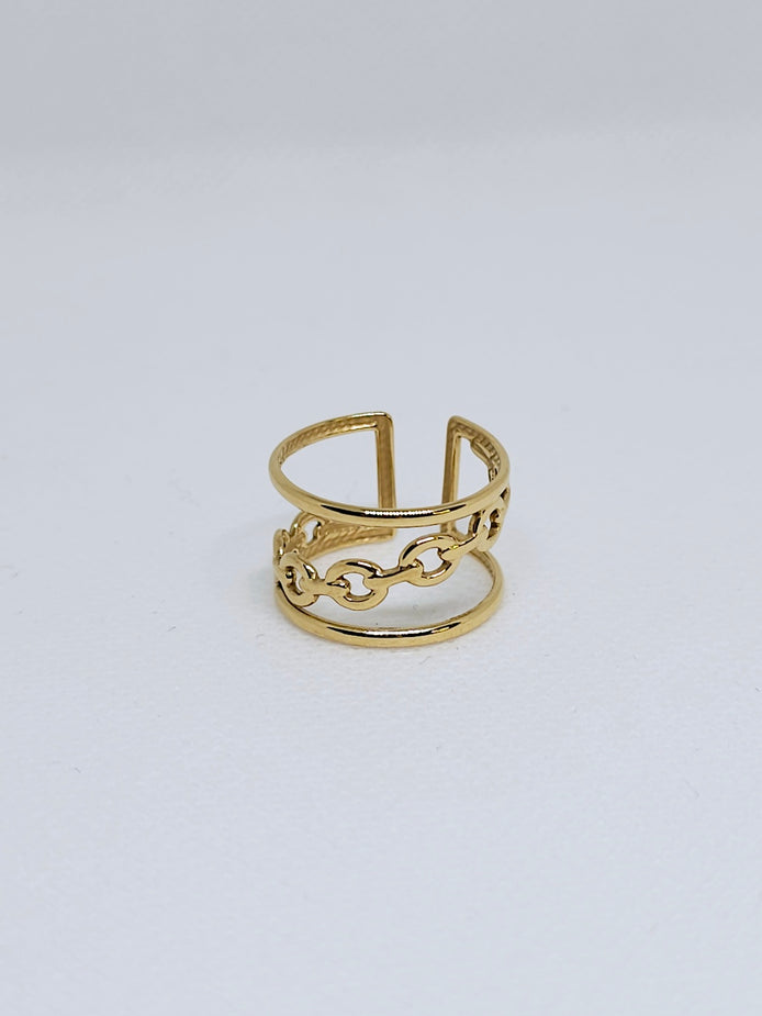 Bague dorée chaîne double élégante