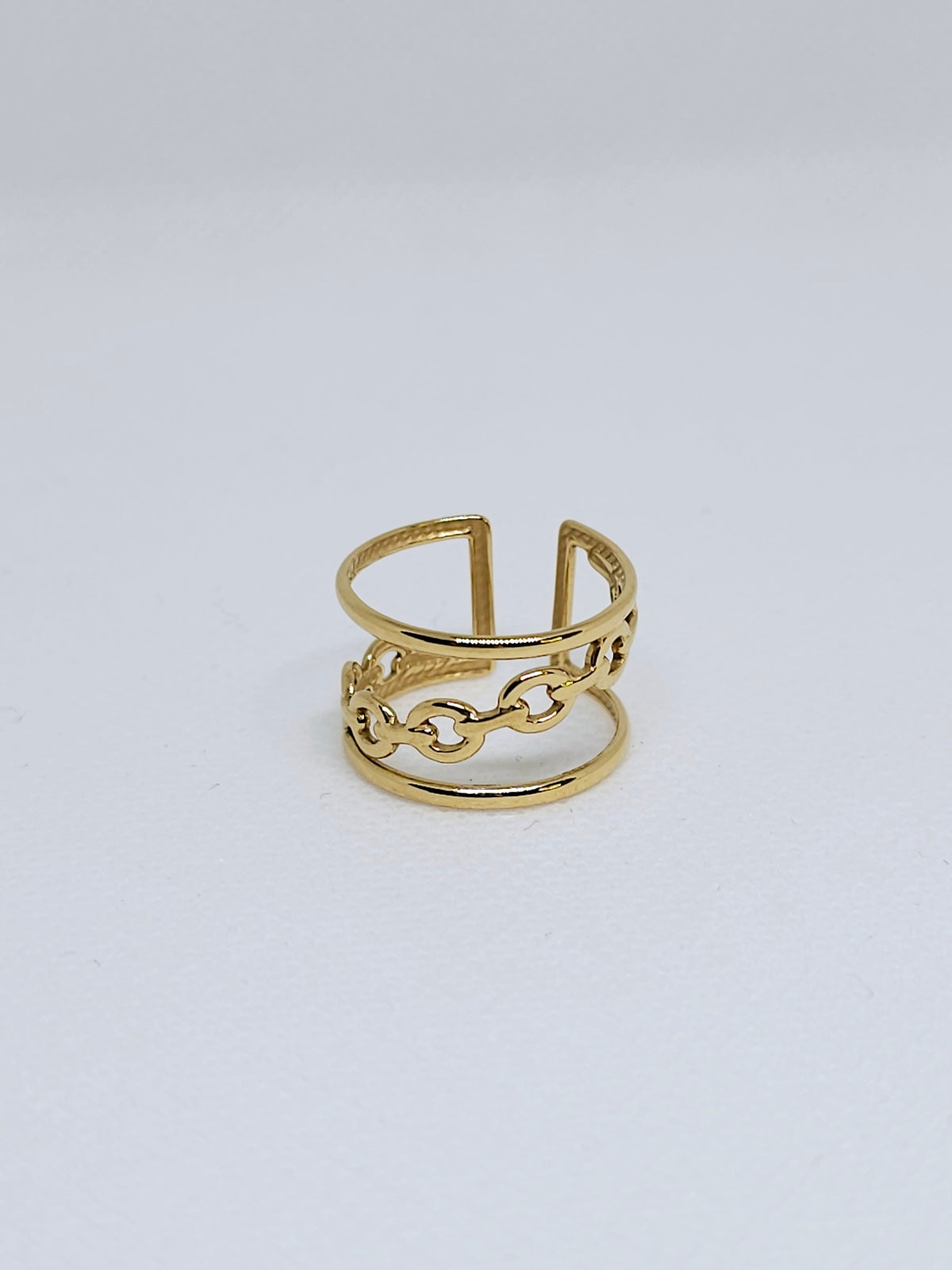 Bague dorée chaîne double élégante