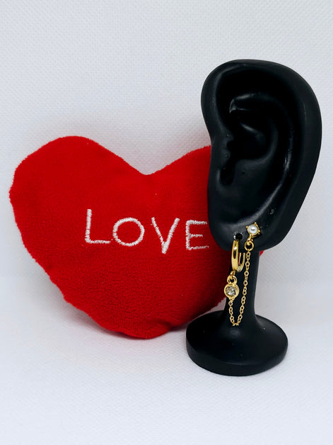 Boucles d’oreilles dorées chaîne rose