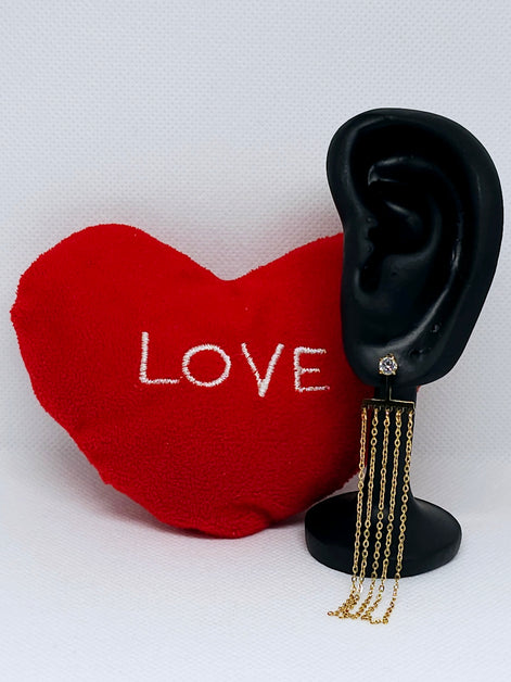 Boucles d'oreilles dorées à chaînes pendantes