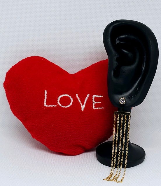 Boucles d'oreilles dorées à chaînes pendantes