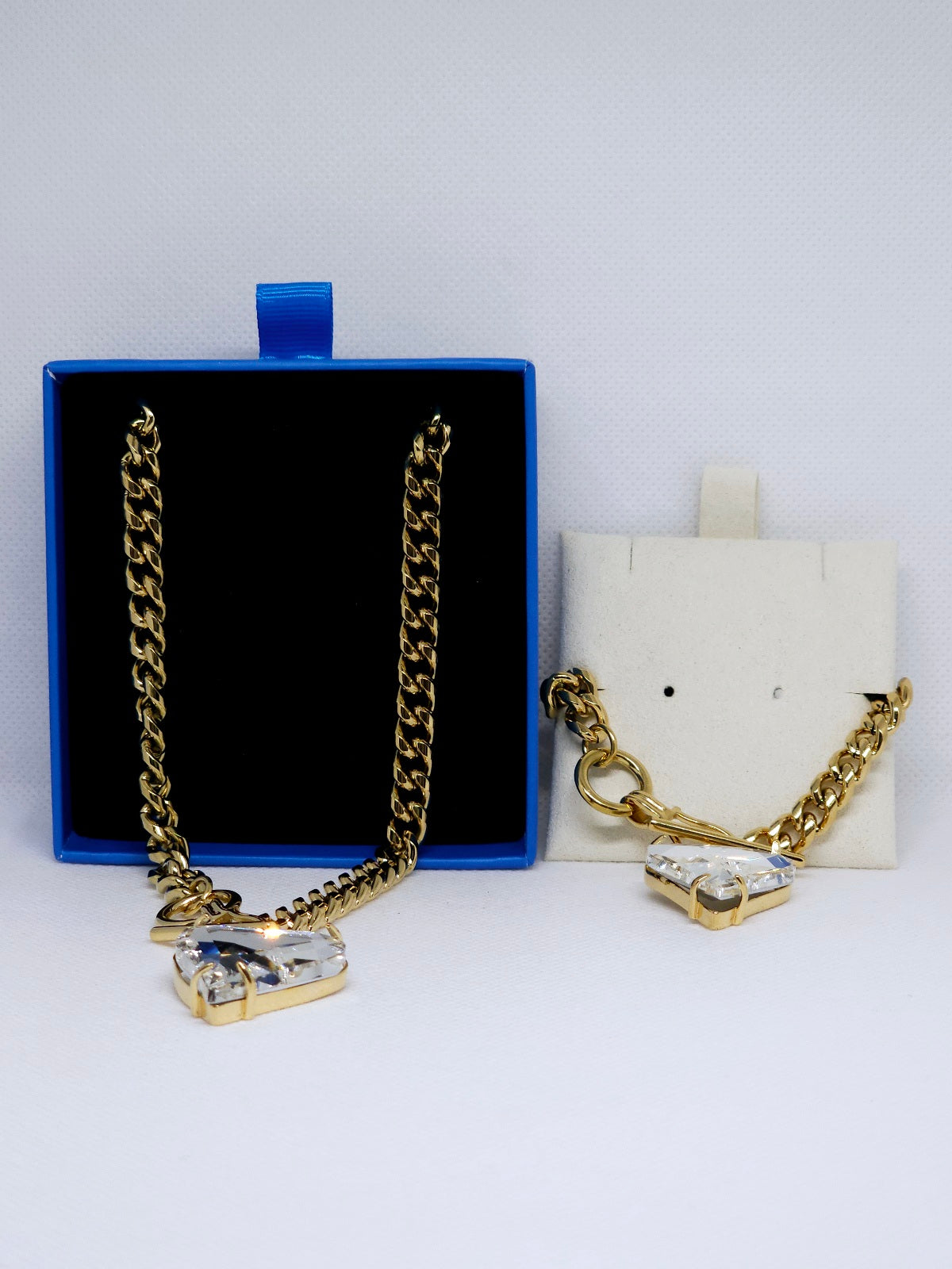 Collier et bracelet cœur doré cristal