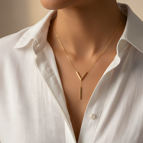 Collier doré en V minimaliste