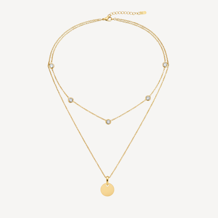 Collier double chaîne doré élégant