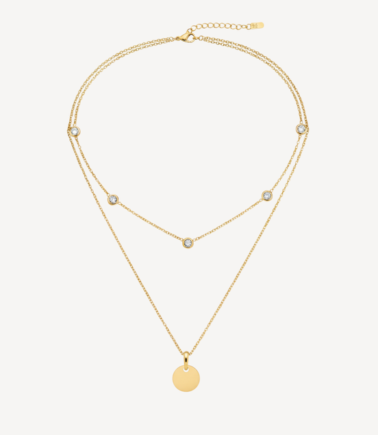 Collier double chaîne doré élégant