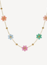 Collier fleurs perles multicolores doré