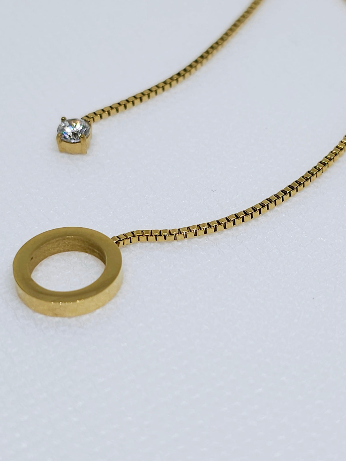 Collier en acier doré pendentif cercle