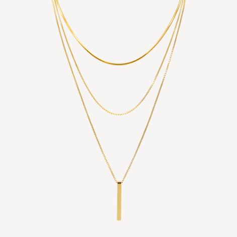 Collier doré multi-rangs élégant femme