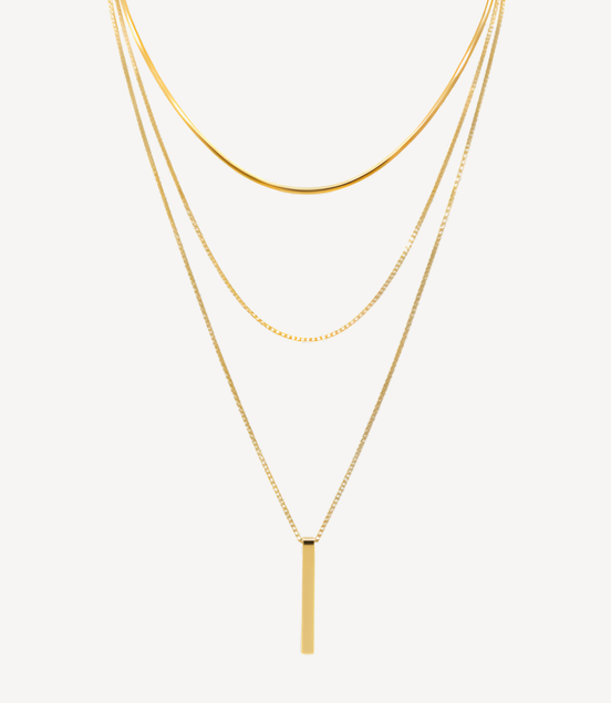 Collier doré multi-rangs élégant femme