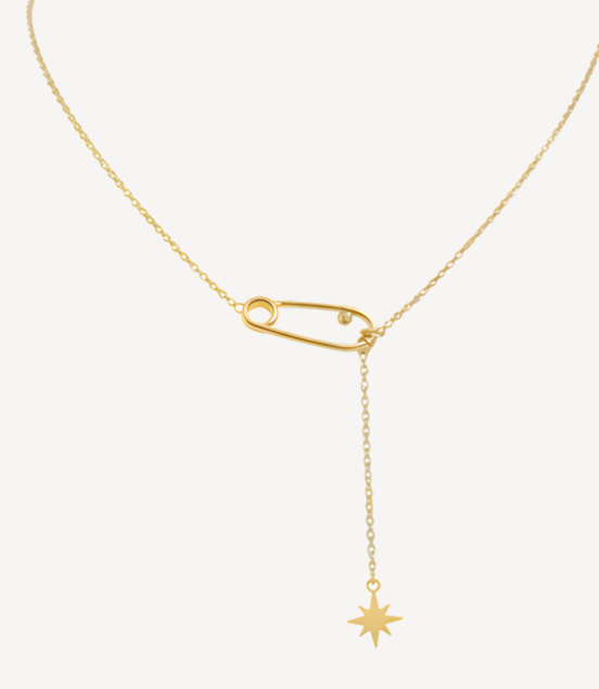 Collier doré épingle étoile tendance