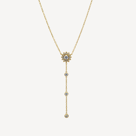 Collier doré fin avec strass scintillant