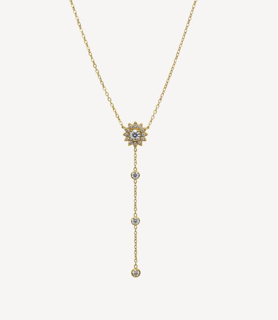 Collier doré fin avec strass scintillant