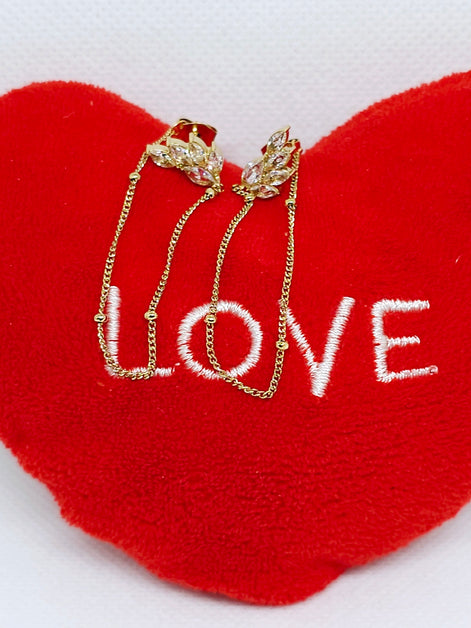 Boucles d’oreilles chaîne feuille dorée