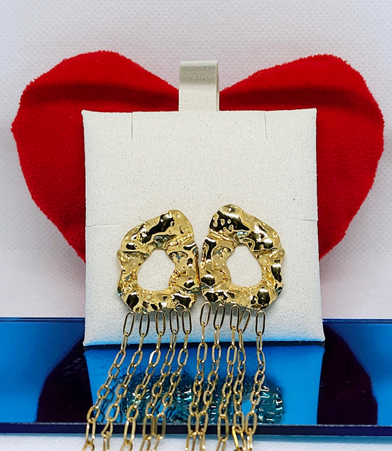 Boucles d'oreilles pendantes dorées femme
