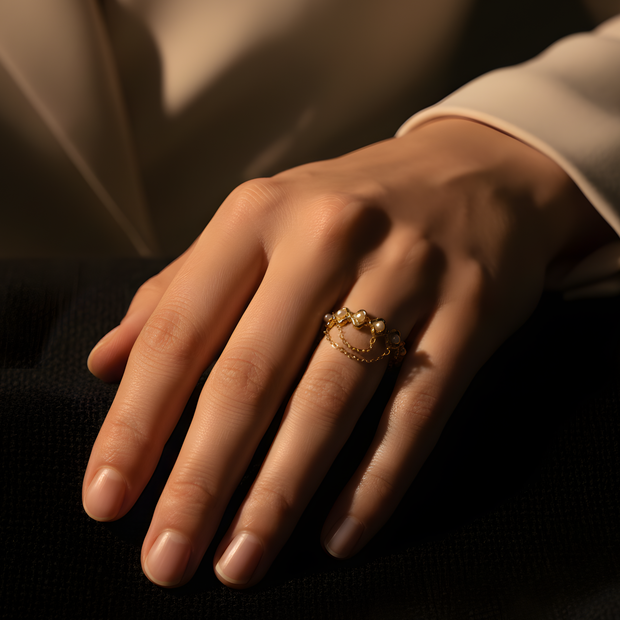 Petite bague dorée chic luxe