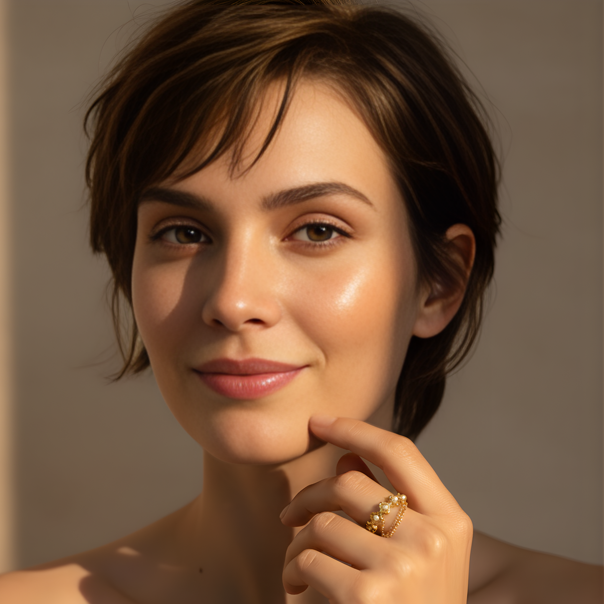 Bague fantaisie dorée multi-symboles