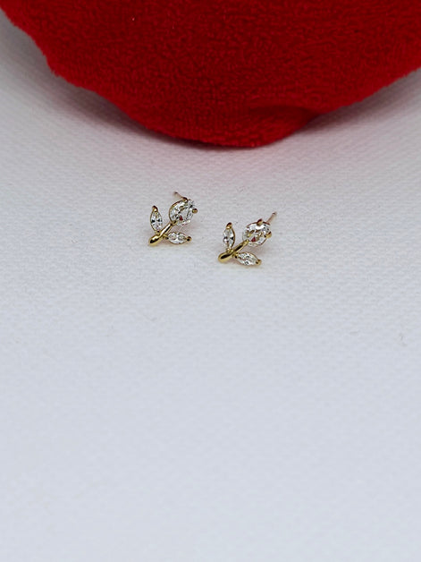 Boucles d’oreilles feuilles dorées brillantes