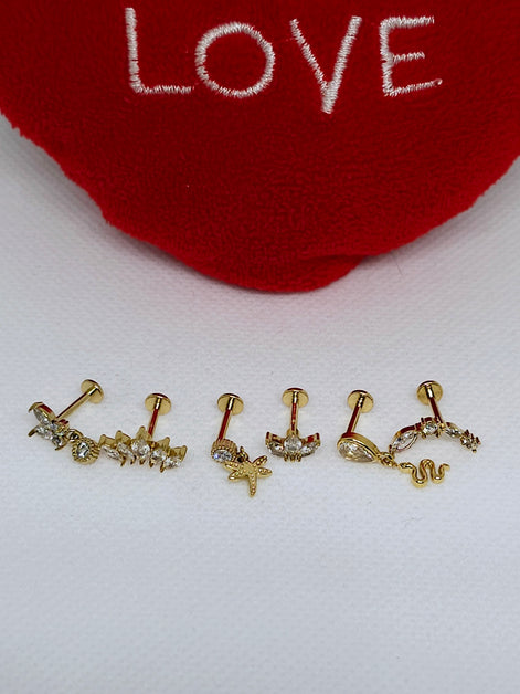 Piercings d'Oreilles Ambre  Strass En Acier Inoxydable