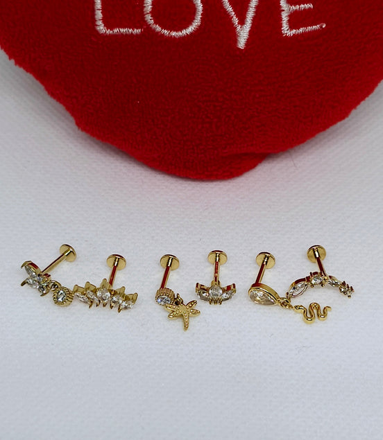 Piercings d'Oreilles Ambre  Strass En Acier Inoxydable