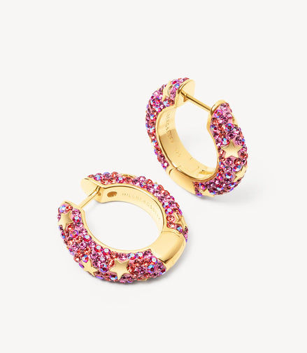Wildflower Star Studded Medium Sparkle Hoop Earrings