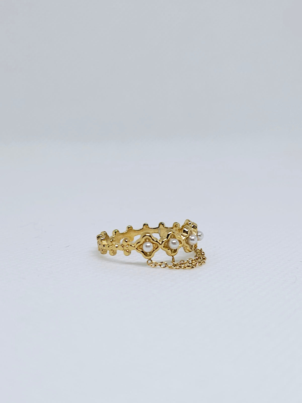 Bague Diadème Impériale Tiara dorée avec perles