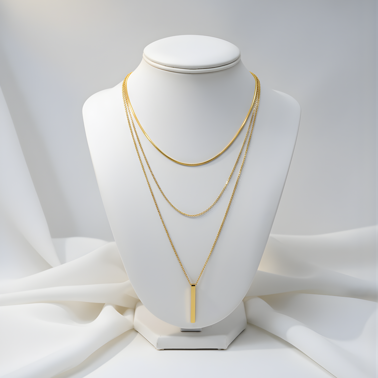 Collier doré multi-rangs élégant femme