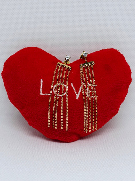 Boucles d'oreilles dorées à chaînes pendantes