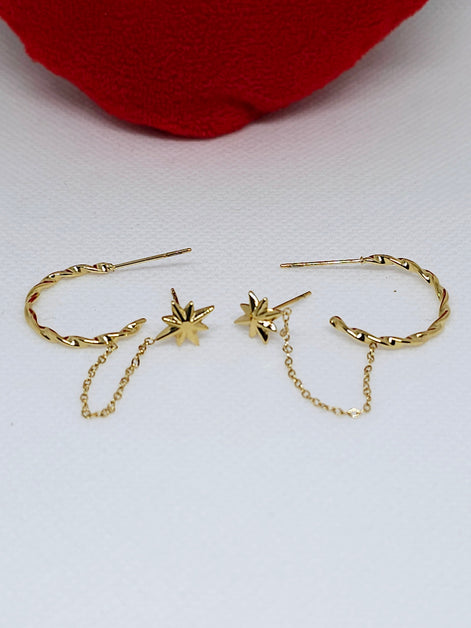 Boucles d’oreilles dorées étoilées élégantes